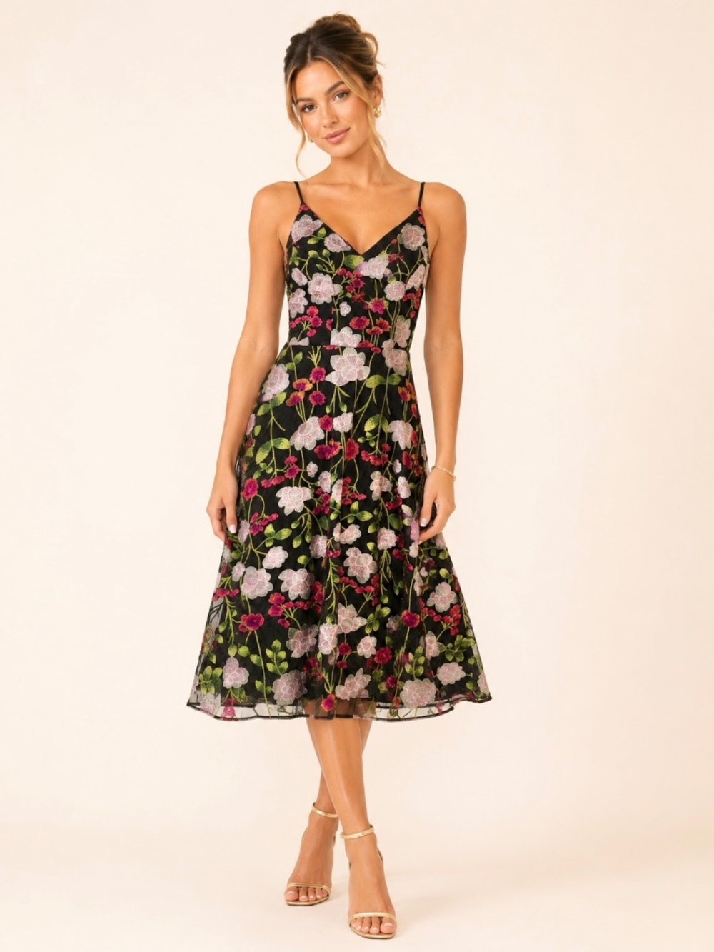 NWT Sam Edelman Sleeveless Floral Embroidered Midi Dress
